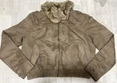 2wayスエードボアブルゾン/ノーカラー/ファーカラー/ショートコート