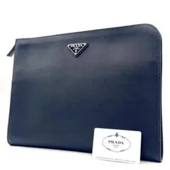【未使用級】PRADA プラダ サフィアーノ クラッチバッグ NERO 三角ロゴのサムネイル