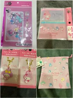 マイメロディ50周年50thラバーストラップ全種、巾着、ファスナーケース、ポーチ