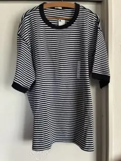 未使用　GU ワッフルT ボーダー ネイビー XL