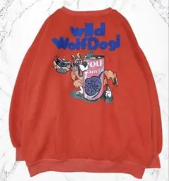 スプレープレミアム ロゴ バックプリント ポップ 狼 派手 差し色 トレーナー