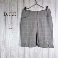 D.C.E グレンチェック柄ハーフパンツ　ポケットあり　裾ボタン
