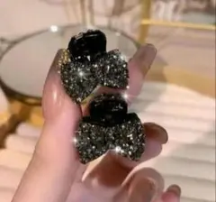 前髪クリップ ミニクリップ ヘアクリップ ラインストーン ブラック