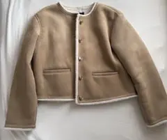zara アウター　コート　ベージュ　ムートン