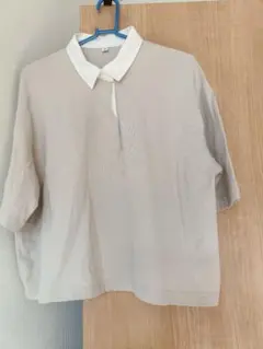 GU ジーユー ラガーシャツ（5分袖）L ベージュ 匿名配送