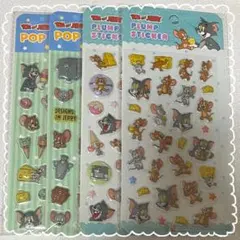 【4枚セット】トムとジェリー クリスタル ぷくぷくシール