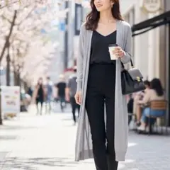 SENSE OF PLACE ロングカーディガン グレー　フリーサイズ　長袖　春