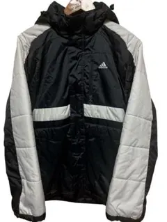 adidas フード付きダウンジャケット ブラック/ホワイト