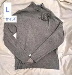 新品　定価12980円　L　エクラタン　ストレッチ　ニット　グレー　3ハイネック