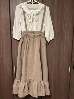 axesfemme ベージュ　ジャンパースカート　ワンピース