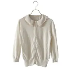 CROLLA クローラ(M)襟付き コットンニットカーディガン/七分袖