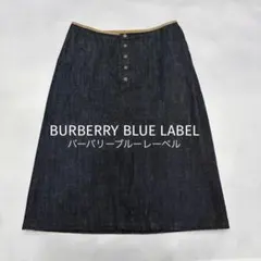 バーバリーブルーレーベル デニムスカート 38 ノバチェック 膝丈