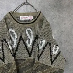 90s vintage 総柄ニット　セーター　メンズ　S アクリル　古着　Y1