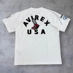 AVIREX USAFワッペンでかロゴ ホワイトコットンTシャツゆったりサイズ 