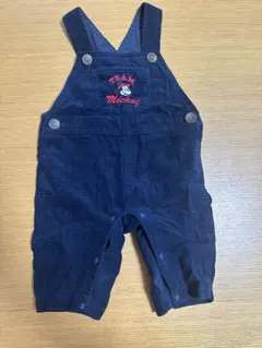 ミッキー刺繍 ネイビーオーバーオール