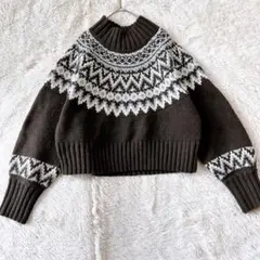 FREAK’S STORE　長袖　リブニットセーター　ノルディック柄　ゆったり冬