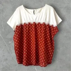 chocol raffine robe ドット柄 半袖カットソー レース切替のサムネイル