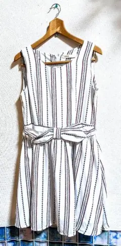 AS KNOW AS 縦ラインホワイトワンピース