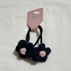 ハンドメイド　鍵あみ　ヘアゴム　花モチーフ