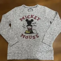 ミッキーマウス プリント ニットトレーナー グレー　裏起毛　Lサイズ