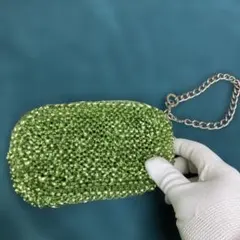 美品　アンテプリマ　ワイヤー　ポーチ　グリーン