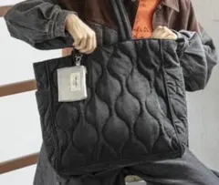 niko and ... キルトトートバッグL ブラックスエード