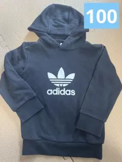 adidas 黒 フード付きパーカー 100 パーカー　トレーナー　ブラック