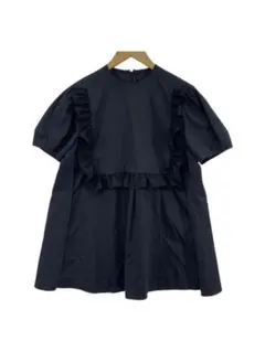 YOKO CHAN 半袖シャツ ヨーコチャン フリルブラウス 黒 38 古着