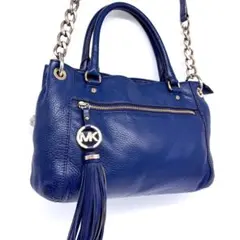 美品✨ マイケルコース 2way ショルダーバッグ ネイビー レザー フリンジ