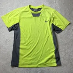 ナイキ キッズ Tシャツ Mサイズ グレー×黄緑 メッシュ DRI-FIT.