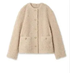 Mila Owen 金釦ノーカラーコンパクトボアジャケット