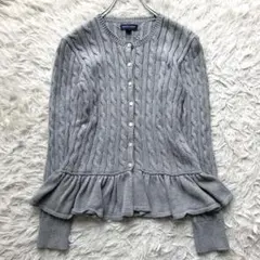 【美品】ラルフローレン　カーディガン　ケーブル　グレー　ペプラム　ポニー　洗える