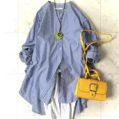 美品　ジャーナルスタンダードレリューム　コットン　ブルーストライプブラウス