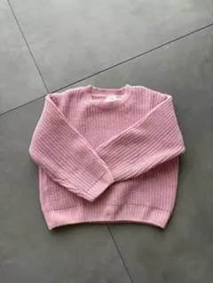 ピンク 編み込みセーター