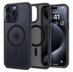 Spigen iPhone15ProMax ケース 半透明 フロストブラック