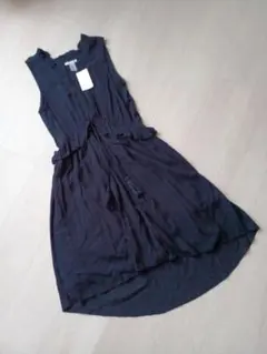 【新品未使用】H&M ノースリーブ　リネン調 デザインワンピース タグ付き