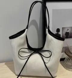 残り1点⚠️ZARAジャンル 海外ブランド BIGリボン肩掛けトートバッグ 春　黒