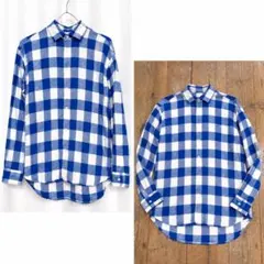 POLO RALPH LAUREN 青×白 大判チェック 微起毛 ネルシャツ 4