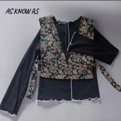 ビスチェ　ベスト　花柄　黒　刺繍　AS KNOW AS