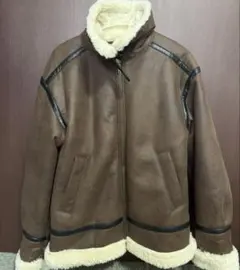 H&M ダブルフェイスジャケット アウター レディース レザームートンコート