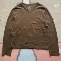 【室内試着のみ】無印良品/MUJIオーガニックコットン 太番手カーディガンM 茶