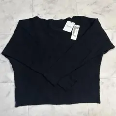 ウォッシャブル ドルマンスリーブボートネックニット ブラックL