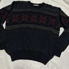 エルエルビーン　アイルランド製　ニット　セーター　グリーン　総柄　美品