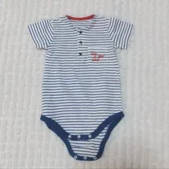 青と白のストライプ 半袖ロンパース