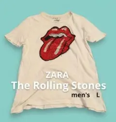 ZARA × ザ・ローリングストーンズ50周年記念　ラインストーンTシャツ　Lのサムネイル