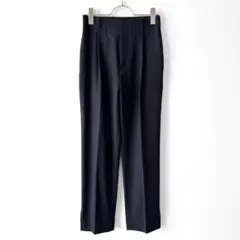 美品 スピックアンドスパン リネンライクテーパードパンツ アンクル丈 ネイビー