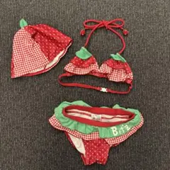 Bit'z ビッツ いちご柄 水着 3点セット 帽子付き 110cm