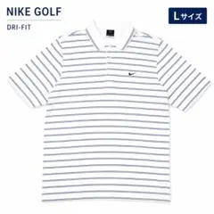 NIKE GOLF DRI-FIT 半袖ポロシャツ L 白紺 ボーダー メンズ
