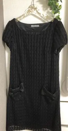 美品！1点のみ！スコットクラブ上品総レースワンピース　黒