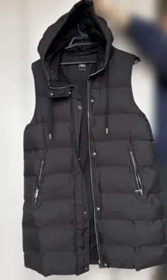 ZARA ブラック ダウンロングベスト EUR S
